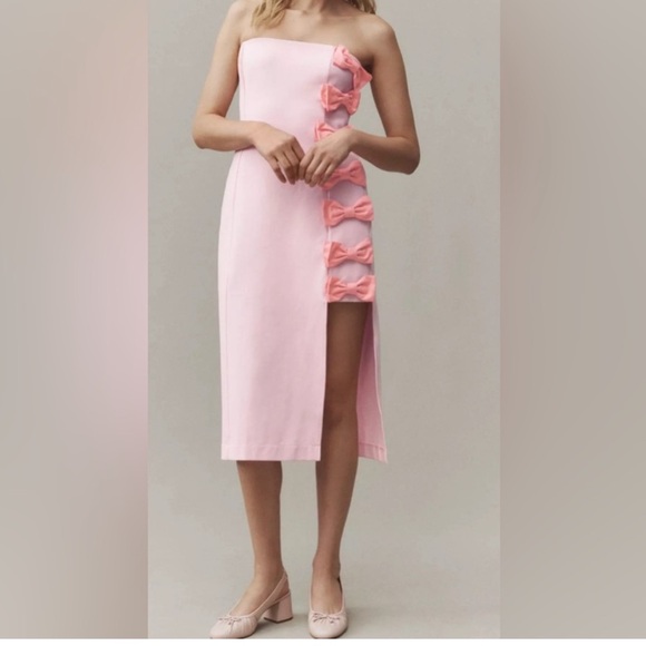 Anthropologie Dresses & Skirts - BHLDN Lia Strapless Bow‎ Midi Dress Size Large Anthropologie